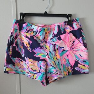 Lilly Pulitzer Navy and Pink Floral Women's Shorts